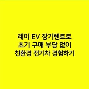 레이 EV 장기렌트로 초기 구매 부담 없이 친환경 전기차 경험하기